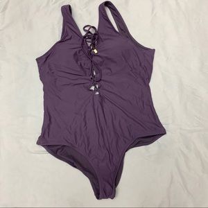 Lace up one piece swimsuit